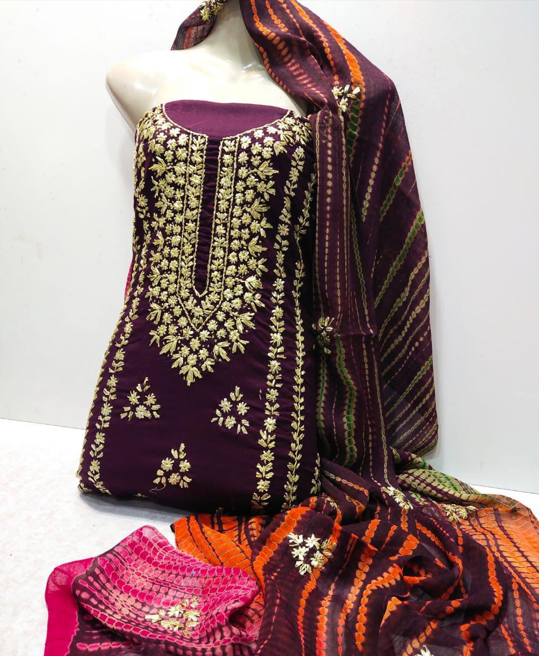 3pc Lawn Handmade Gota Dress