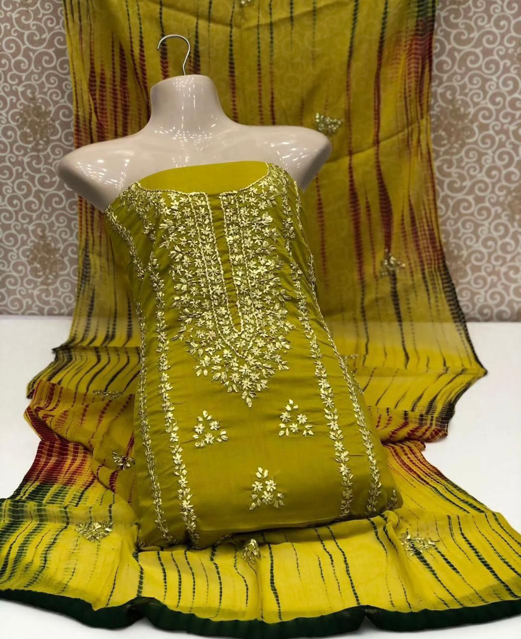 3pc Lawn Handmade Gota Dress