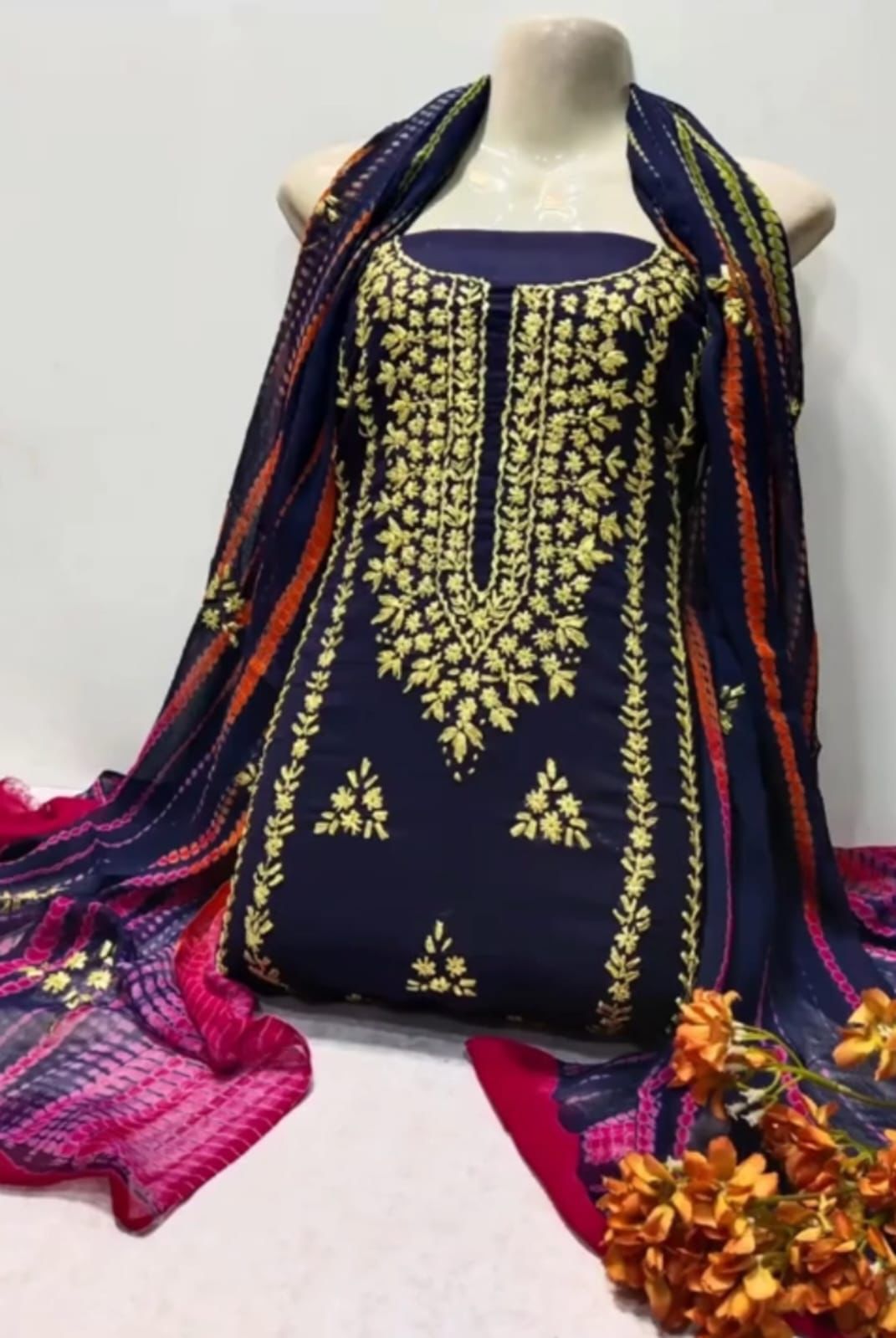 3pc Lawn Handmade Gota Dress